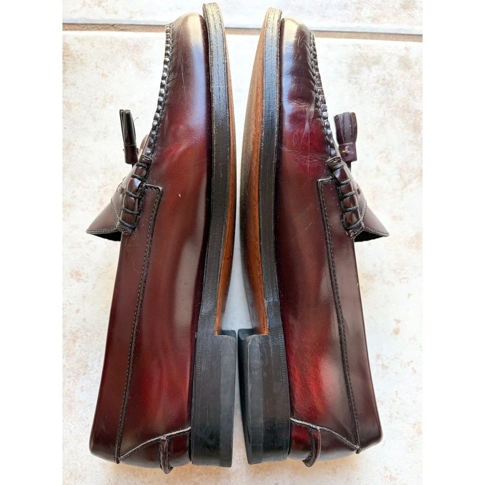 Johnston & Murphy Mens Burgundy Leather Tassel Loafers Preppy Size‎ 10